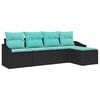 vidaXL Bankstel met kussen 5 pcs Zwart poly rattan