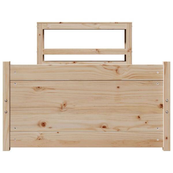 vidaXL Bedframe met hoofdbord massief grenenhout 75x190 cm