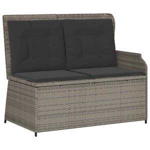vidaXL Tuinbankje verstelbaar met kussens poly rattan grijs
