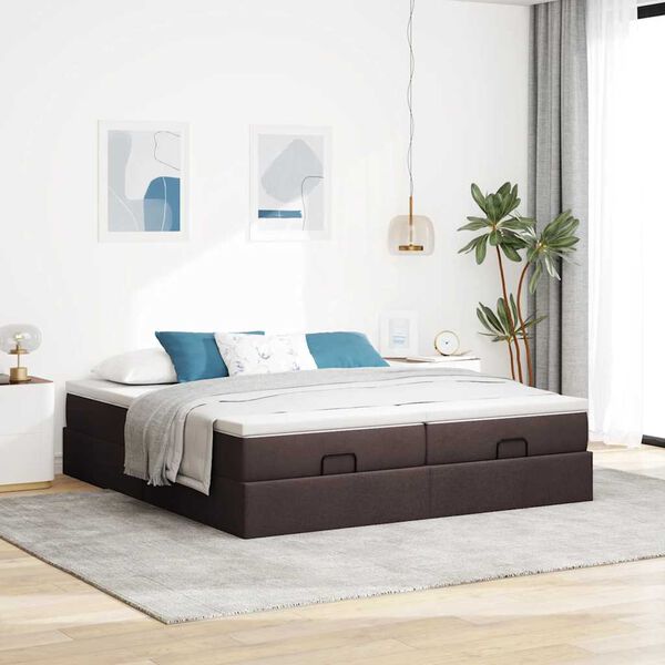 vidaXL Ottoman bed met matrassen 160x200cm stof donkerbruin