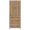 vidaXL Hoge kast met lade 2 pcs Artisan Eiken Geengineerd Hout en Glas