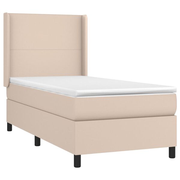 vidaXL Boxspring met matras en LED kunstleer cappuccinokleur 100x200cm