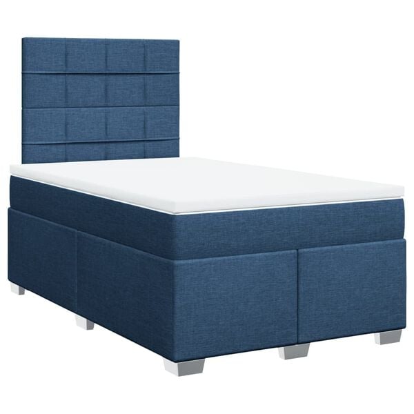 vidaXL Boxspring met matras stof blauw 120x190 cm