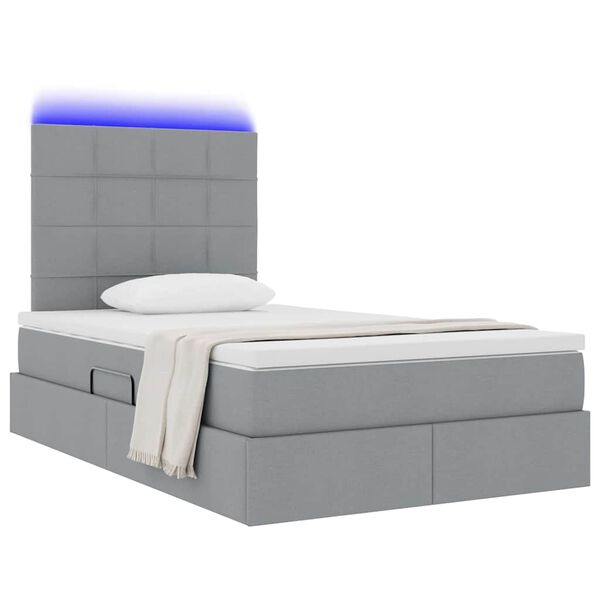 vidaXL Opbergbed met LED met matras Lichtgrijs 120 x 190 cm Polyester