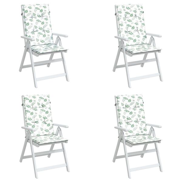 vidaXL Stoelkussens 4 st hoge rug bladpatroon stof