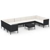 vidaXL 11-delige Loungeset met kussens poly rattan zwart