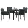 vidaXL Tuin eettafelset 5 pcs Zwart en Grijs PE Rattan