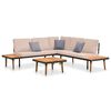 vidaXL 4-delige Loungeset met kussens massief acaciahout