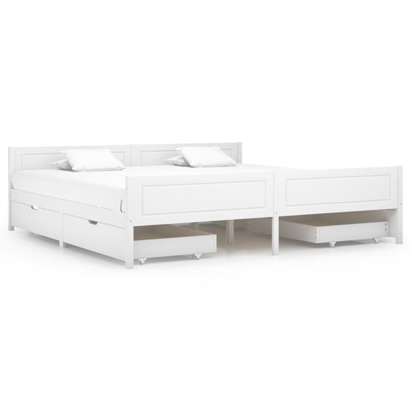 vidaXL Bedframe met 4 lades massief grenenhout wit 200x200 cm