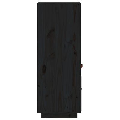 vidaXL Hoge kast 34x40x108,5 cm massief grenenhout zwart