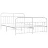 vidaXL Bedframe met hoofd- en voeteneinde metaal wit 183x213 cm