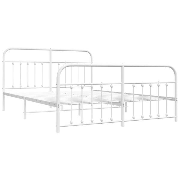 vidaXL Bedframe met hoofd- en voeteneinde metaal wit 183x213 cm