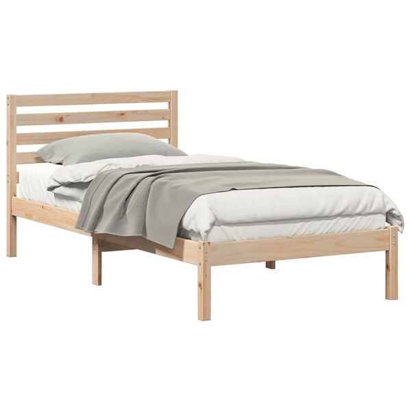 vidaXL Bedframe met hoofdeinde Bruin 90 x 200 cm Massief grenenhout