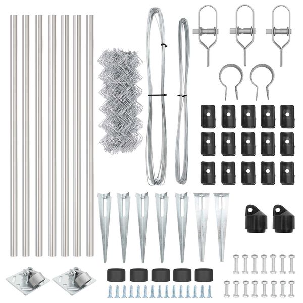 vidaXL Afrasteringspaal Zilver 10 x 1 m (40 x 40 mm gaas) Staal