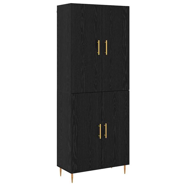vidaXL Highboard Zwart eiken 69,5 x 34 x 180 cm Bewerkt hout