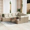 vidaXL Tuinbankenset met kussen 9 pcs Beige poly rattan