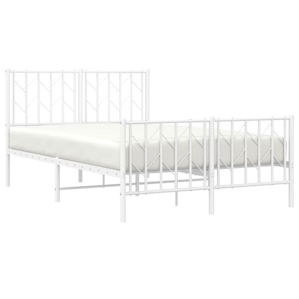 vidaXL Bedframe met hoofd- en voeteneinde metaal wit 120x200 cm