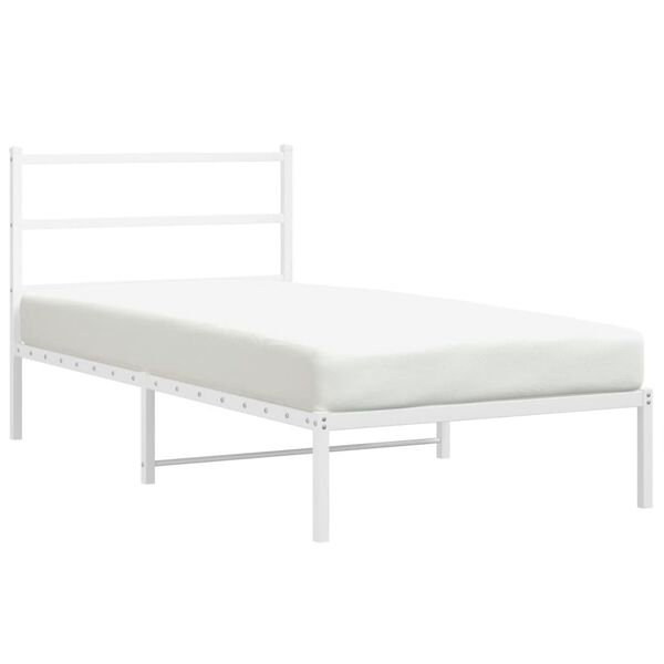 vidaXL Bedframe met hoofdbord metaal wit 100x200 cm