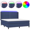 vidaXL Boxspring met matras en LED stof blauw 160x200 cm