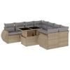 vidaXL 9-delige Loungeset met kussens poly rattan beige