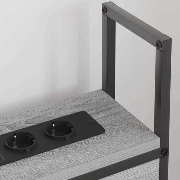 vidaXL Opberghoofdbord met Oplaadstation Grijs sonoma 83 x 15 x 98 cm