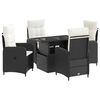 vidaXL Buiten eettafelset 5 st Zwart en Cream Wit poly rattan