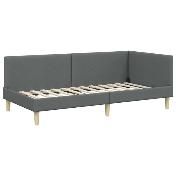 vidaXL Hoekbedframe met hoofdeinde Donkergrijs 80 cm x 200 cm Fluweel