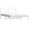 vidaXL Bedframe met hoofdbord metaal wit 150x200 cm