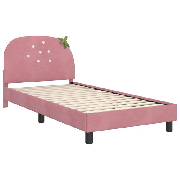 vidaXL Bedframe voor kinderen met hoofdbord Roze 90 x 200 cm Fluweel