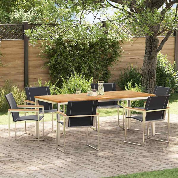 vidaXL TuinEetset 7 pcs Massief Teak Hout