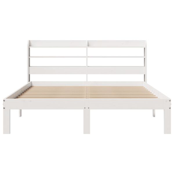vidaXL Bedframe met hoofdbord massief grenenhout wit 120x190 cm