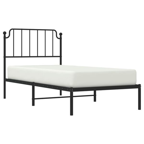 vidaXL Bedframe met hoofdbord metaal zwart 90x200 cm