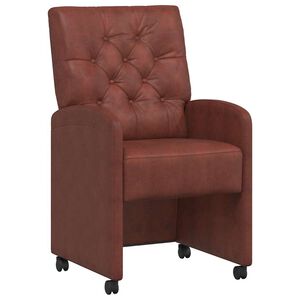 vidaXL Eetkamerstoelen met Wieltjes 2 st Kunstleer Glanzend bruin