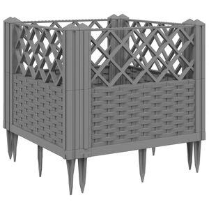 vidaXL Plantenbak met pinnen 43,5x43,5x43,5 cm polypropeen lichtgrijs