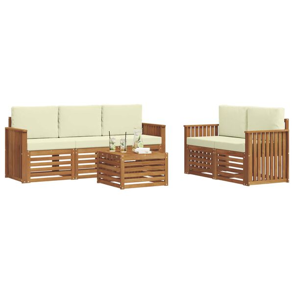 vidaXL Sofa-Sets 6 pcs Natuurlijk en Cr&egrave;me Massief Acaciahout