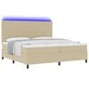 vidaXL LED Box Spring Bed Lichtgrijs en wit. 200 x 200 cm Katoen Stof