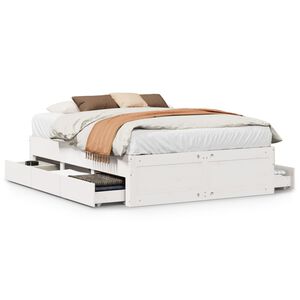 vidaXL Bedframe zonder matras met lades grenenhout wit 150x200 cm
