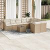 vidaXL 10-delige Loungeset met kussens poly rattan beige