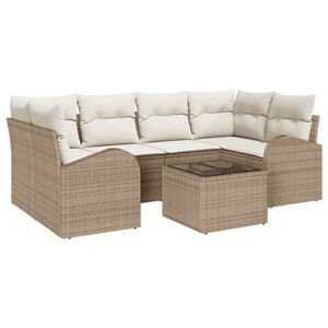 vidaXL Tuin Sofa Set 7 st Beige poly rattan