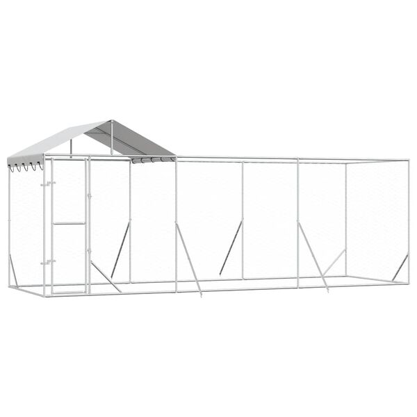 vidaXL Hondenkennel met dak 6x2x2,5 m gegalvaniseerd staal zilverkleur