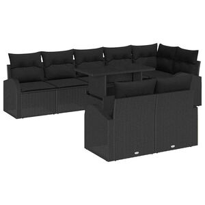 vidaXL Tuin Sofa Set met kussen met opslag 9 pcs Zwart Poly riet
