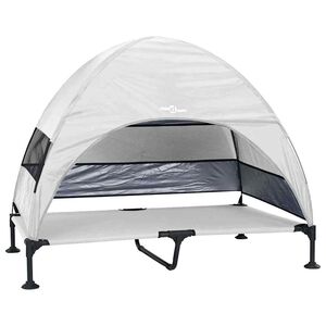 vidaXL Verhoogd Hondenbed 127 x 81 x 108 cm Stof en Staal Zilvergrijs
