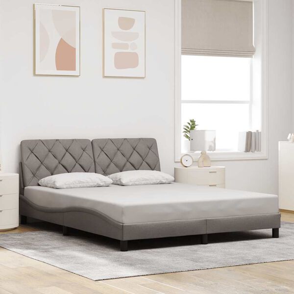vidaXL Bedframe zonder matras stof taupe 160x200 cm