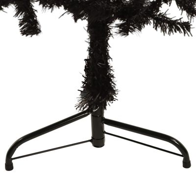 vidaXL Kunstkerstboom half met standaard smal 150 cm zwart