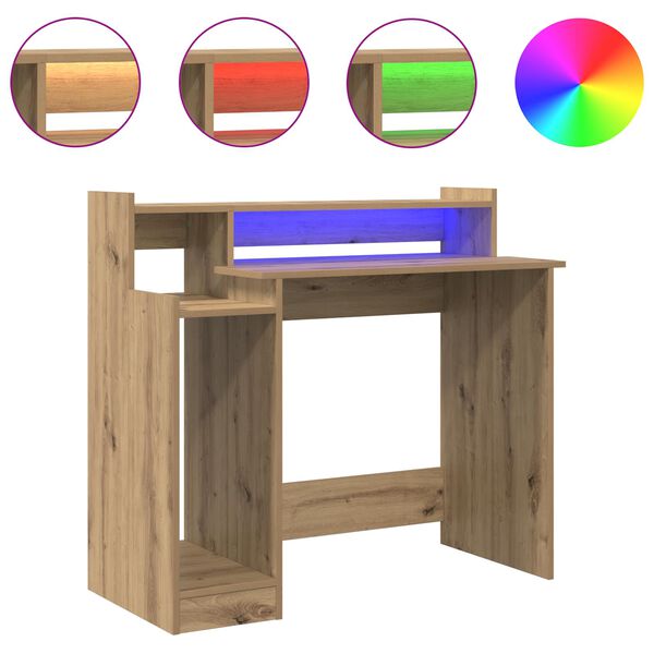 vidaXL Bureau met plank Artisan Eiken 97 x 45 x 90 cm Bewerkt hout