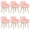 vidaXL Eettafelstoelen 6 st Boucl&eacute; Roze 59 x 56,5 x 85 cm
