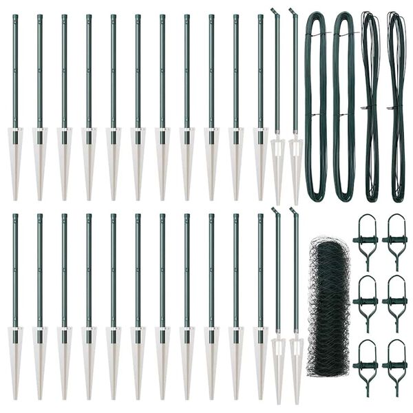 vidaXL Afrasteringspaal Groen 50 x 0,8 m (36 mm gaas) Staal en PVC