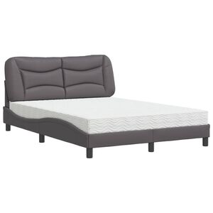vidaXL Bed met matras "Hvar" kunstleer grijs 120x200 cm