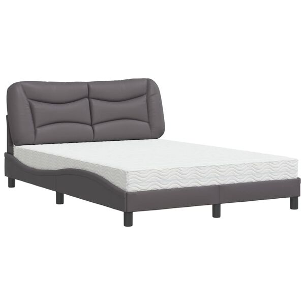 vidaXL Bed met matras "Hvar" kunstleer grijs 120x200 cm