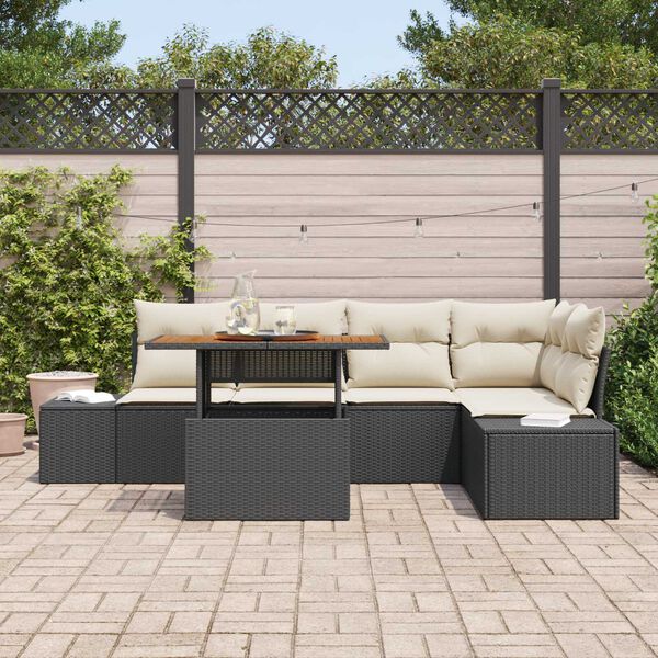 vidaXL Tuin Sofa Set met opslag 6 pcs Zwart Poly riet